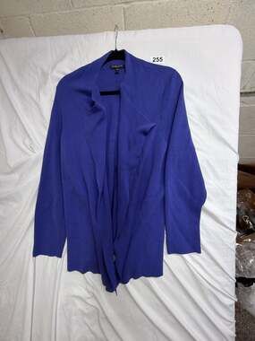Eileen Fisher Woman Silk Cotton Knit Draped Open Front Cardigan Jacket Blue 1X